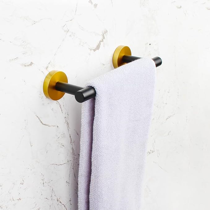 9-Inch Towel Bar SUS 304 Stainless Steel Towel Rack Wall Mounted Towel Rail Towel Rod for Bathroom Modern Style Black & Gold