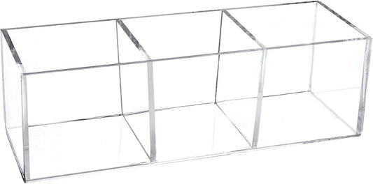 dedoot Acrylic Drawer Organizer, Clear 3 Compartment Makeup Organizer and Storage Small Clear Vanity Organizers for Makeup Brush, Home and Office Supplies, 7x2x2inch-NeatNest