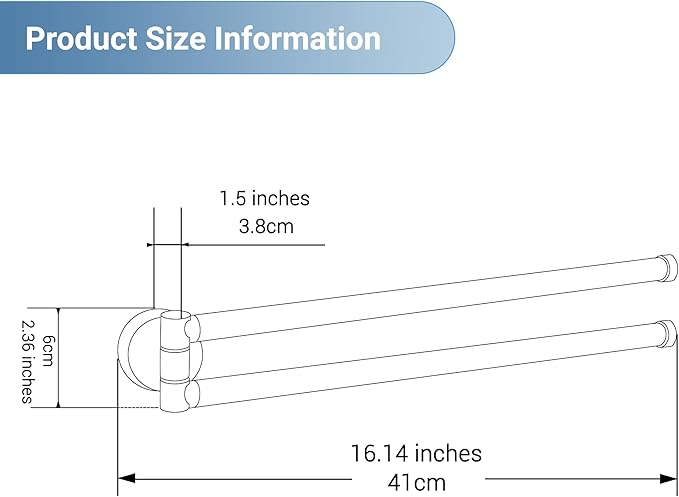 BGL Swivel Towel Bar for Bathroom Chrome,Swing Out Double Towel Bar 2-Arm Kitchen Wall Mounted Towel Hanger Holder for Bathroom Organizer-NeatNest