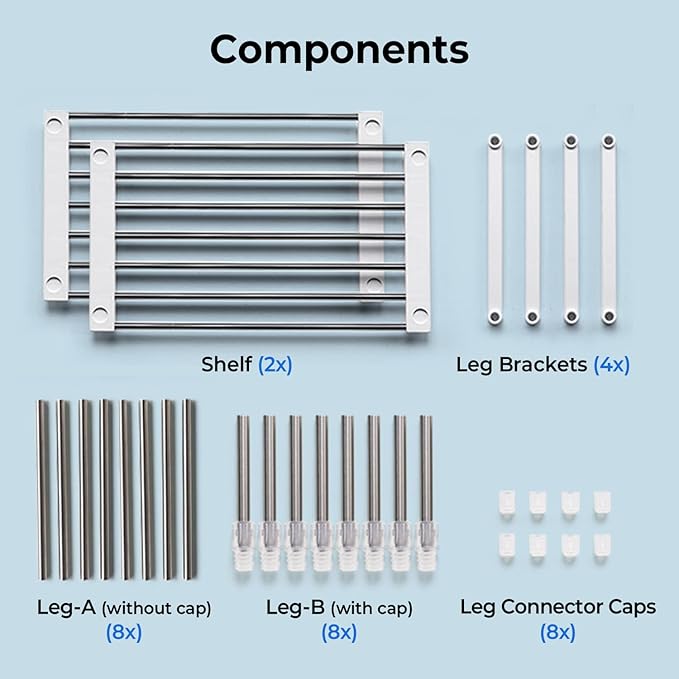 carrotez 2 Pack Expandable Cabinet Organizer, Set of 1 Width & Height-Adjustable Kitchen Cabinet Organizer Shelf, Stackable Kitchen Counter Shelf, 11.8~19.6 x 7.8 x 5.9~9" White-NeatNest