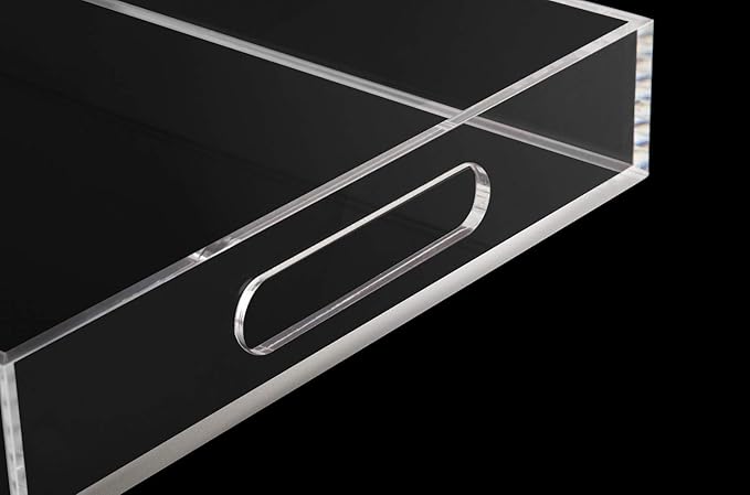 Clear Sturdy Acrylic Serving Tray with Handles-10x15Inch-Serving Coffee,Appetizer,Breakfast,Butler-Kitchen Countertop Tray-Makeup Drawer Organizer-Vanity Table Tray-Ottoman Tray-Decorative Tray-NeatNest