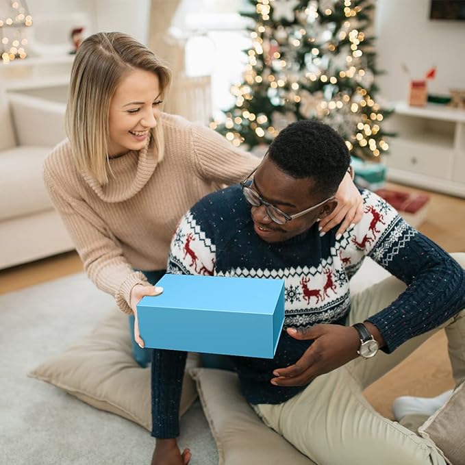 Blue Gift Box 10" x 6" x 3" with Magnetic Closure Lid Gifts Boxe for Presents,Bridesmaid Gifts Boxes,Cute Box,Birthday Gift Boxe,Luxury for Gifts Packaging, Magnetic Gift Box for Wrapping Gifts (Blue)-NeatNest