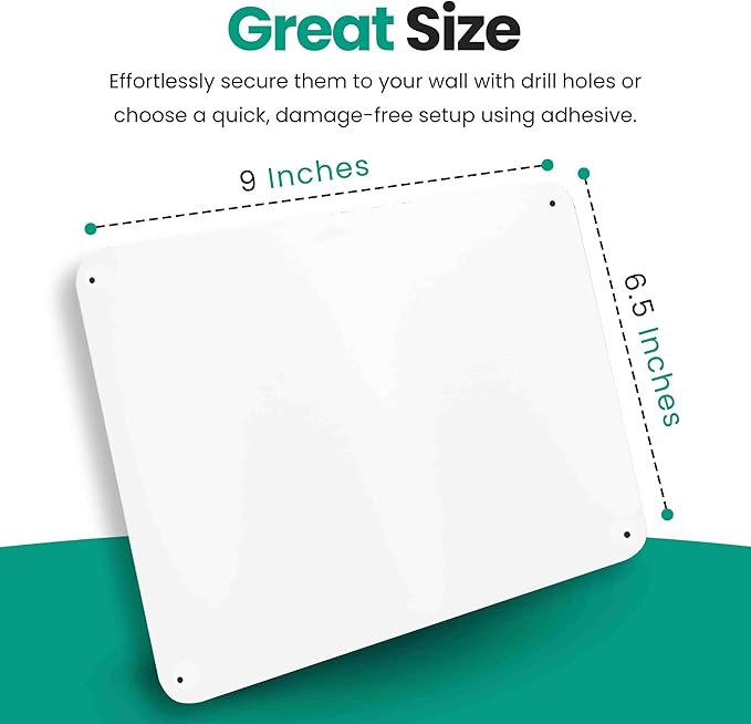 9 inches x 6.5 inches Stainless Steel Plate for Magnets, 3M Adhesive Back, Mounting Screws, Ideal for Magnetic Shelf, Spice Holders, Fridge Magnets. Mount Anywhere! (White, 1 Pack)