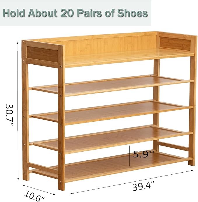 latifolia Shoe Rack, 5-Tier Bamboo Shoe Rack Organizer for Entryway Hallway, Beautiful Natural-NeatNest