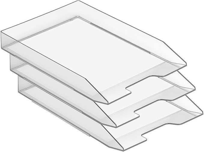 Acrimet Stackable Letter Tray Front Load, Letter Size, Plastic, Clear Crystal Color, 1 Unit-NeatNest