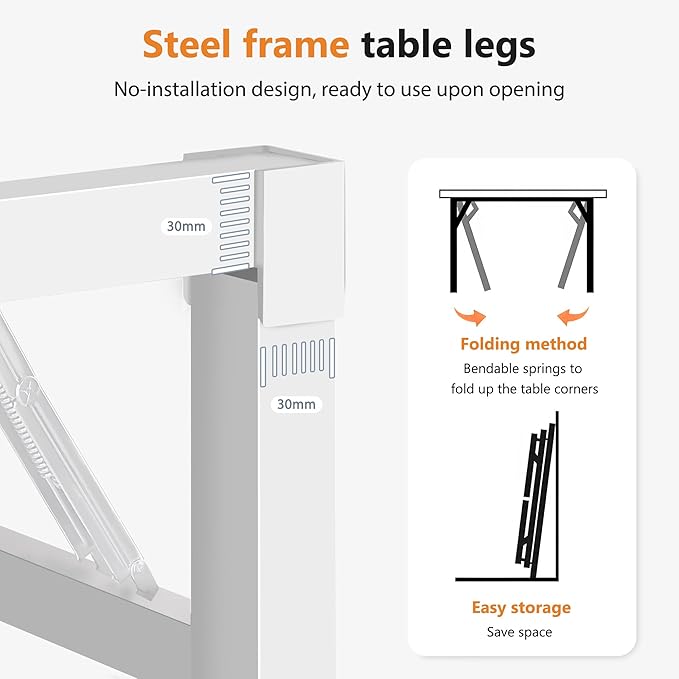 DlandHome Large Computer Desk, Folding Desk, Decent and Steady Home Office Desk/Workstation/Table 54.3inch White White-NeatNest