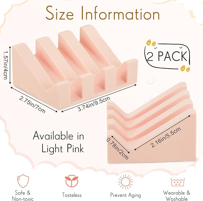 Cunhill 2 Pieces Silicone Soap Dish Self Draining Soap Dish Shower Waterfall Bar Soap Holder Tray with Drain Soap Saver for Kitchen Bathroom Accessories (Light Pink)-NeatNest