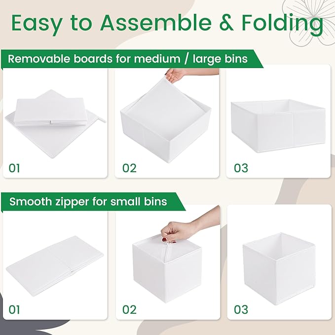 Criusia 16 Pack Underwear Drawer Organizer, Drawer Organizer Clothes, Foldable Cloth Storage Box Closet Dresser Drawer Divider Organizer for Clothes, Scarves (White)-NeatNest