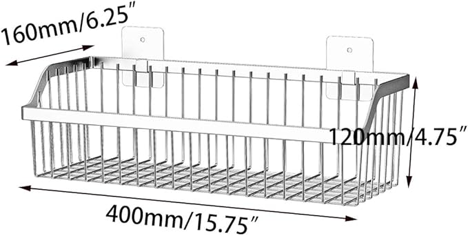 4 Set Hanging Wall Mount Storage Baskets, Multiuse Sturdy SUS304 Stainless Steel Organizing Baskets for Home Kitchen, Bathroom, Pantry Utility, Laundry Organizer,L15.75Inch, D 6.3Inch, H 4.75Inch-NeatNest