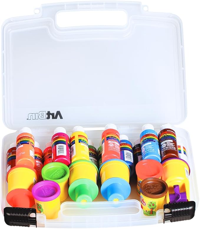ArtBin 8014AB 14 Inch Quick View Carrying Case - 14 in. x 3.375 in. x 10.25 in., Lockable Art and Craft Supply Storage with Latches and Handles, Portable, Clear
