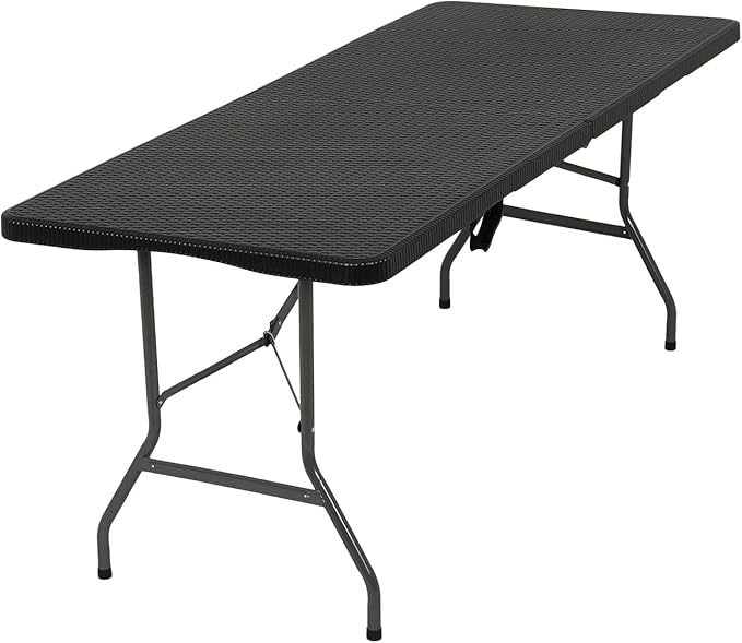 FDW Folding Table Half Portable Foldable Table for Parties Backyard Events (Black Ratten, 6 FT)-NeatNest