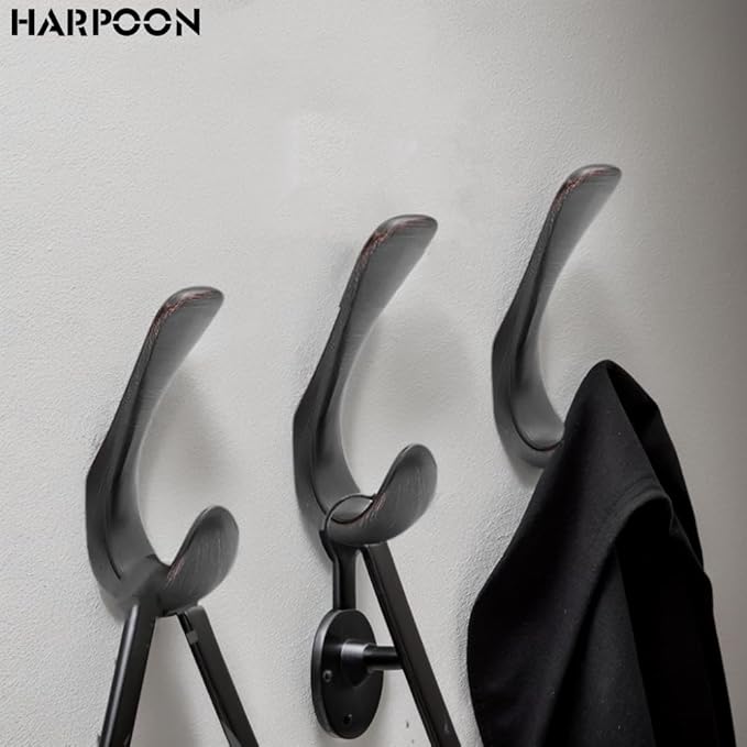 HARPOON 5 Piece Heavy Duty Hook,Wall Mounted Rustproof Coat Hook,Utility Hooks for Coat, Scarf, Bag, Towel, Key, Cap, Cup, Hat 3.5inch Oil Rubbed Bronze