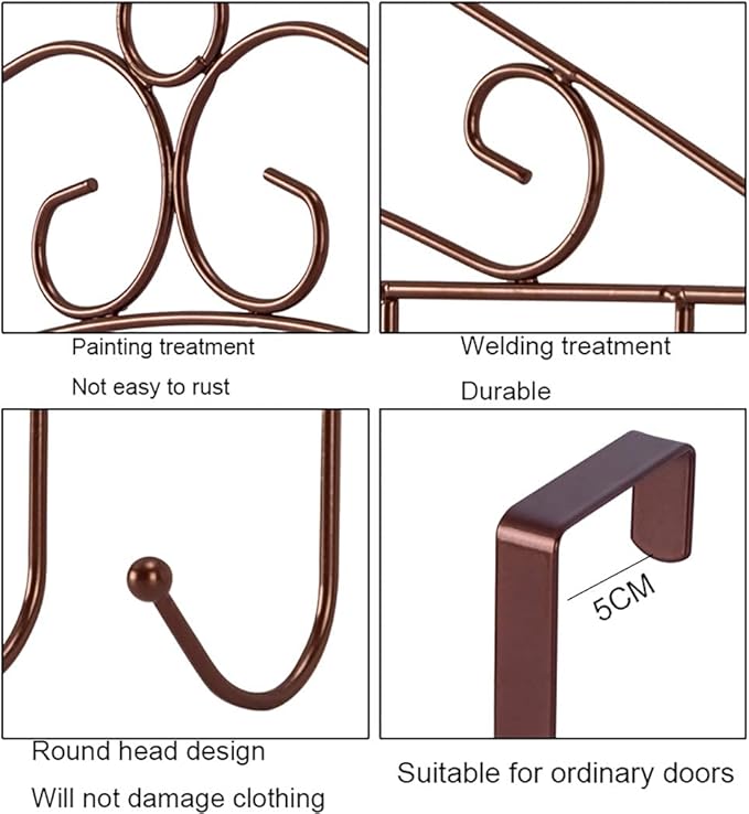 eywlwaar Over The Door Hooks Door Hanger Heavy Decorative Metal Rack for Home Use Hats Coats Key Bag Clothes Scarfs Door Hook