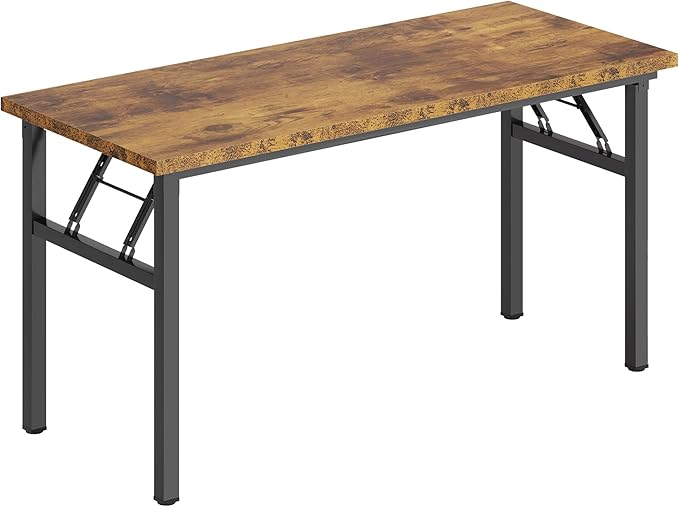 DlandHome Folding Table Computer Desk 62 Inches Workstation Table Conference Table Home Office Desk Fully Assembled Retro and Black Frame-NeatNest