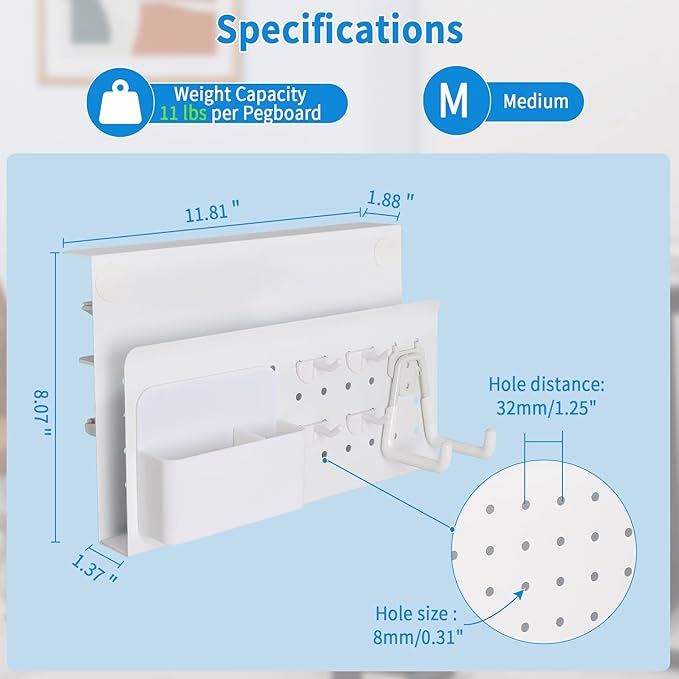 Desk Side Storage with Pen Holder & Hanging Hooks, No Drill Hanging Desk Organizer Under Desk Storage Mount, Clamp-On Laptop Holder Table Side Tray for Office and Home (White)-NeatNest