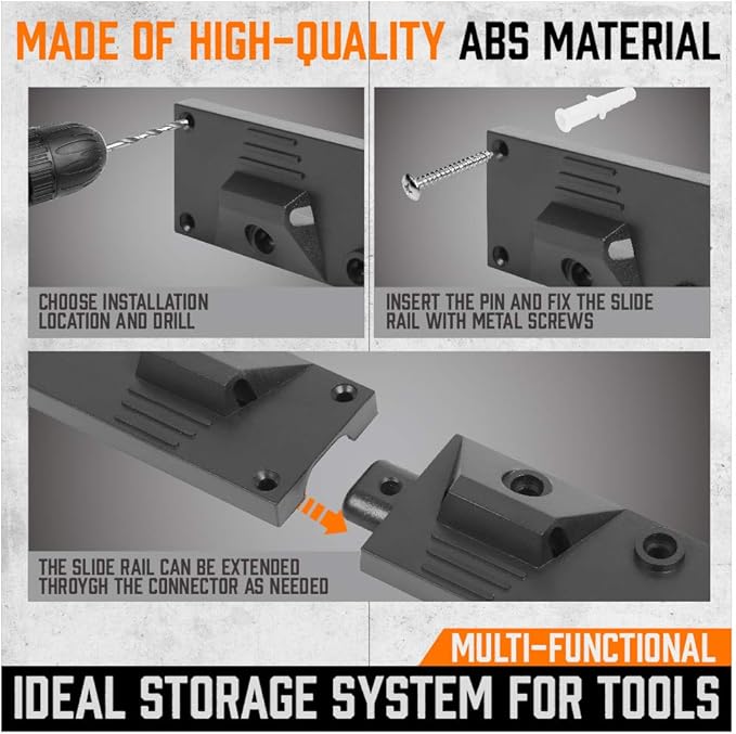 HORUSDY 64 Inch Adjustable Storage System, Wall Mount Tool Organizer, Tool Hangers for Mop and Broom Holder Shovel, Rake, Broom, Mop Holder, Etc-NeatNest