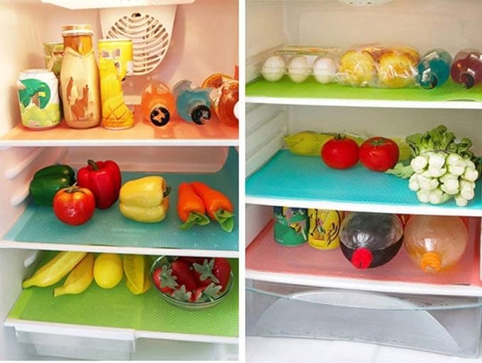 9 Pack Refrigerator Mats,Washable Fridge Mats Liners Easy to Clear Fridge Pads Mat Shelves Drawer Table Mats Refrigerator Liners for Shelves,3Red/3Green/3Blue-NeatNest