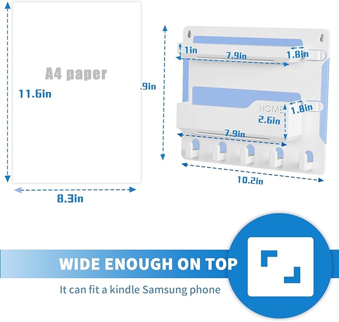 Bedside Wall Mount Shelf, Adhesive Organizer for Remote, Phone, Glasses. Accessories Storage Suitable for College Dorm, Bunk Bed, Bedroom, RV (White)-NeatNest