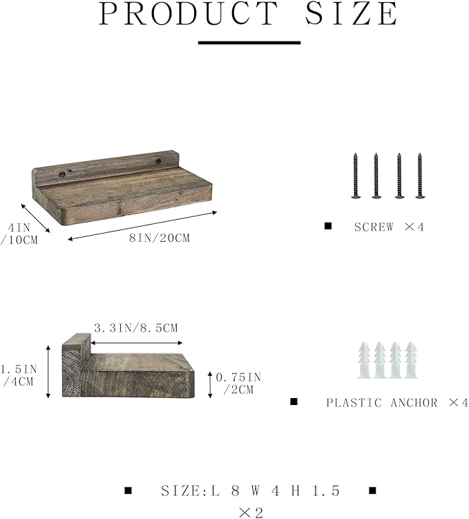 Freezing point Small Floating Shelves for Wall Set of 2 Natural Wood 8×4Inch Wall Shelf Mini Corner Shelf Decor Plant Display Mounted Kitchen Bathroom Bedroom Decorative Storage Tiny Stand