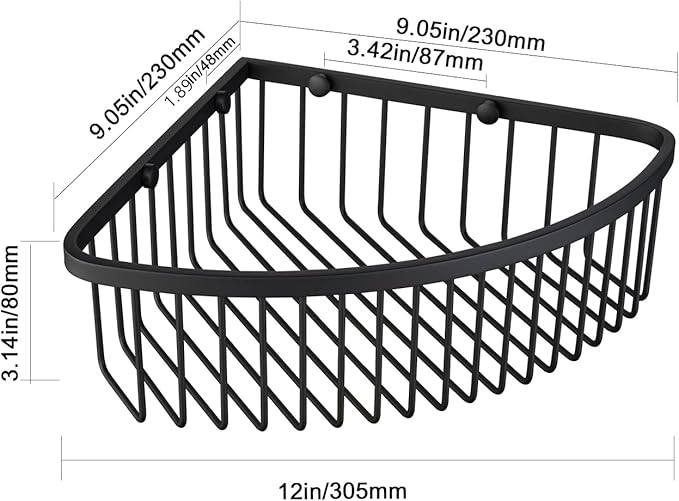 Corner Shower Caddy Organizer, SUS304 Stainless Steel Heavy Duty Rust-Proof Shelf Organizer, Wall Mounted Storage Rack for Bathroom Kitchen, Matte Black