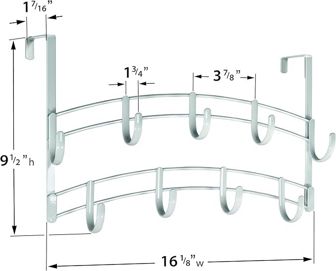 LYNK Professional® Home™ Over Door Hooks Rack - 9 Hook Over Door Hanger - Over Door Towel Rack - Hanging Towels or Clothes - Bathroom, Bedroom or Laundry Room - Lifetime Ltd. Warranty - White