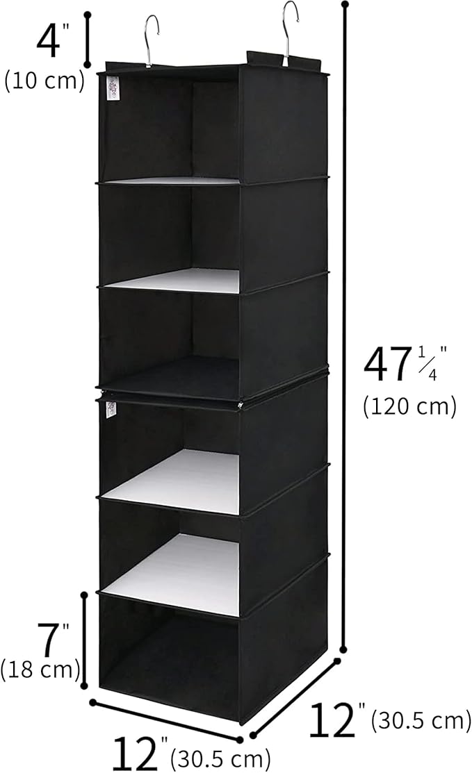 GRANNY SAYS 6-Shelf Hanging Organizer for Closet, Separable to 2 Pack 3-Shelf Hanging Shelves, Hanging Organizer for Bedroom, Black-NeatNest