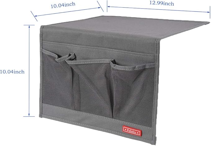 Bedside Caddy,Bedside Organizer Caddy Under Mattress,Holds Magazines,Books (4 Pockets-Grey)-NeatNest