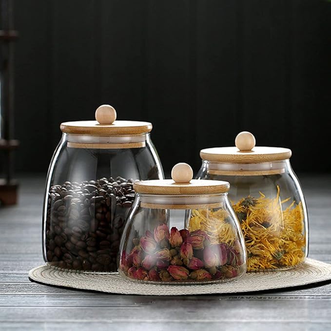 Glass Storage Jar with Lid Glass Container Apothecary Jar 27OZ/ 800mL(G-L)