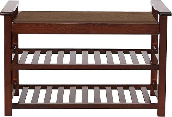 2-Tier Shoe Bench Shoe Rack Storage Organizer Hallway Bench,Top Have Cushion