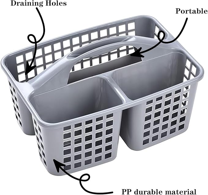 Portable Shower Caddy Basket,Convenient Cleaning Supplies Organizer with Compartments and Handle,Ideal for Bathroom, Bedroom, Kitchen, College Dorm,Garden,etc.12.4" x 7.4" x 5.1"black
