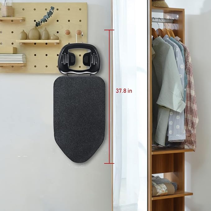 Duwee 14"x25" Table Top Ironing Board with Thicken Felt Padding, Metallic Cover, Solid Iron Rest (Black)