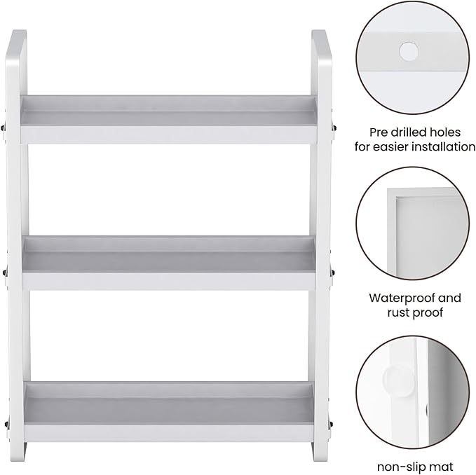 Bathroom Counter Organizer,Bathroom Countertop Organizer,Counter Shelf,Countertop Storage,Organization and Storage,Makeup Shelf,Sink Caddy(Grey 3 Tier)-NeatNest