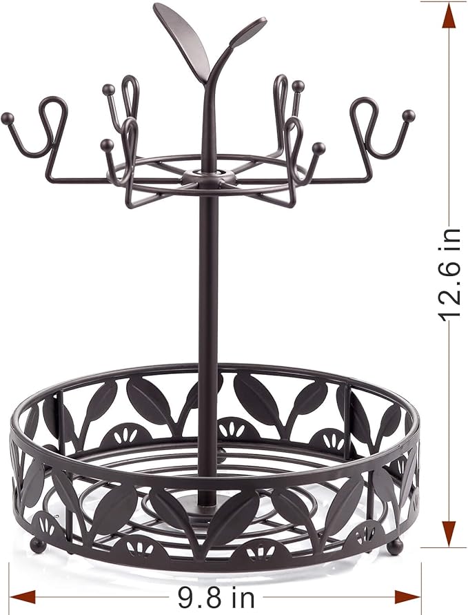 ALLCENER Mug Tree Countertop, Rotatable Mug Holder Stand with 6 Hooks for Coffee Bar Counter Cabinets and Kitchen Organizer-NeatNest