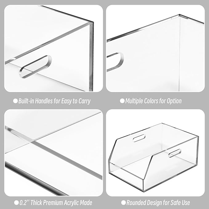Gelite Stackable Large Storage Bin Organizer with Handles Acrylic Storage Container for Toy Pantry Kitchen Cabinet Bathroom Closet Office Organization, 15.4x11.4x6.7'', Clear