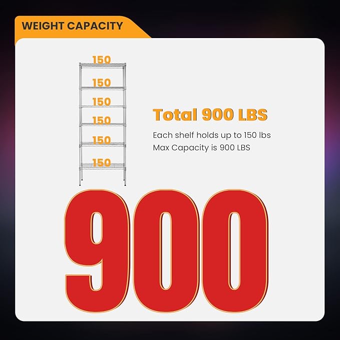 BestOffice Adjustable Wire Shelving Storage Shelves Heavy Duty Shelving Unit for Small Places Kitchen Garage (Chrome, 13" D x 23" W x 59" H)-NeatNest