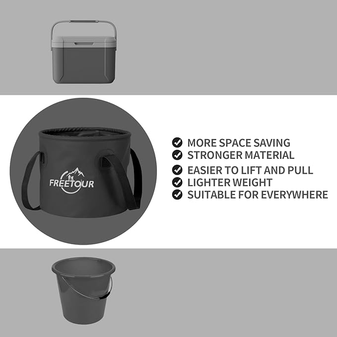 Baiao Collapsible Bucket 5 Gallon, Portable Collapsible Bucket with Handle, Folding Water Container for Fishing Camping Beach Hiking Home Travel Car Washing(Black 20L)-NeatNest