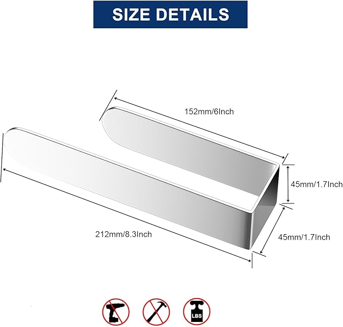 HUFEEOH Adhesive Hand Towel Holder, Kitchen Towel Rack Towel Bars Wall Mounted, Stainless Steel Bath Towel Holder for Bathroom Hotel Kitchen (8 inch, Polished Silver)