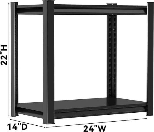 Compact Adjustable Bookcase (2 Tier, Industrial Metal) - Black Shelf Organizer for Small Spaces in Bedroom, Living Room, Kitchen, Balcony-NeatNest