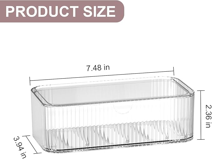 4 Pack Stackable Storage Drawers, Clear Acrylic Makeup Organizer for Vanity, Plastic Storage Bins, Multi-Purpose Cosmetic Display Organizers for Jewelry, Bathroom, Office, Pantry, Home Organization-NeatNest