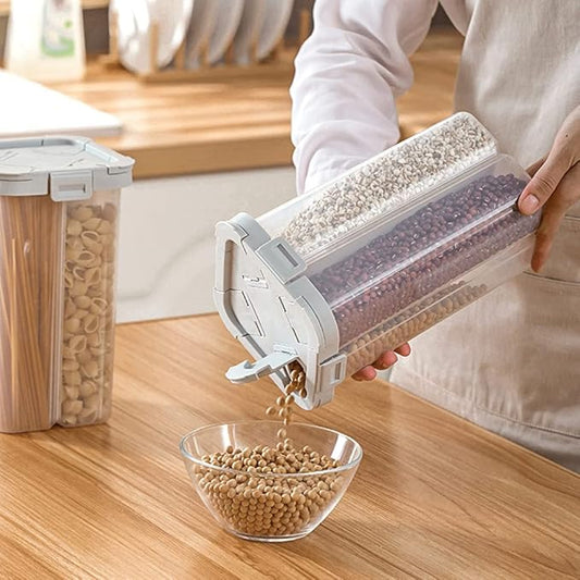 Cereal Storage Containers Airtight, Clear 2.8L Food Storage Containers with Lids and Compartments, Spaghetti Noodle Container for Grain, Flour, Rice, Nuts-NeatNest
