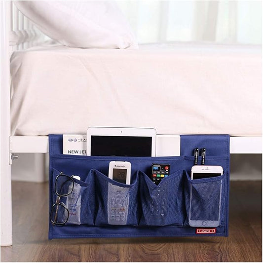 Bedside Storage Organizer - 6 Pockets, Table Cabinet Organizer Caddy for Remotes, Phone, Glasses (Blue)-NeatNest
