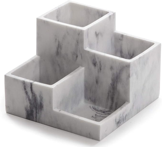 BINO Multi Purpose 4 Compartment Organizer - Make up Organizer for Vanity - Makeup Holders for Bathroom - Toiletry Organizers Countertop - Toothbrush and Bathroom Accessories Holder - Matte Marble-NeatNest