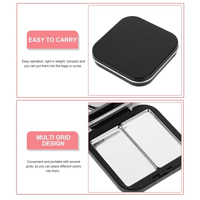 Beaupretty Empty Eyeshadow Palettes 2PCS Empty Eyeshadow DIY Lipstick Lip Balm Blusher Containers Refillable Makeup Storage Case Box with Mirror-NeatNest