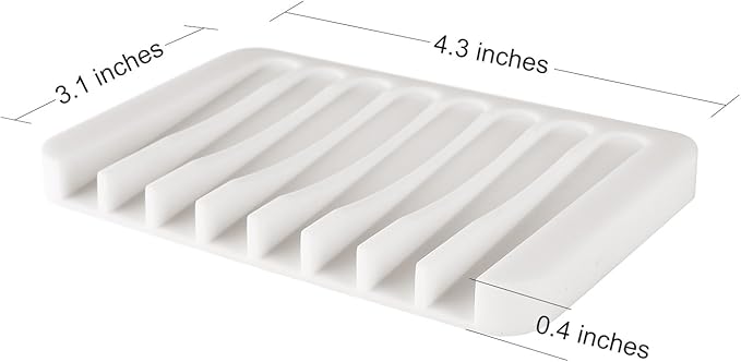 Anwenk Soap Dish Soap Holder Tray Saver Drainer for Shower Bathroom,Silicone Soap Dish Waterfall & Anti-Slip Design, White, 3 Pack-NeatNest