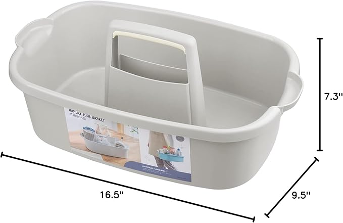 JiatuA Large Cleaning Supplies Caddy Portable Shower Basket Supply Organizer with Handle Plastic Bucket Tool Storage for Bathroom, Bedroom, Kitchen, College Dorm, Garden, Light Gray 2 Pack-NeatNest