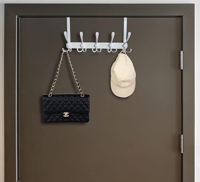 Encozy Over The Door Hooks,Coat Rack for Hanging Clothes Hat Towel (Heavy Duty White 2pcs)