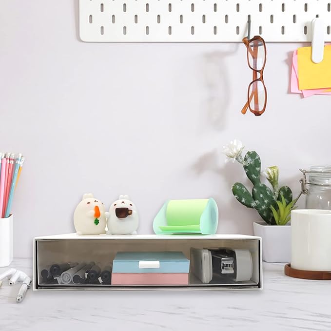 Desktop Drawer Organizer - Plastic Drawers for Small Items & Cosmetics - 1 Drawer (White)-NeatNest
