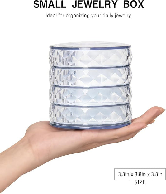 CONBOLA Acrylic Jewelry Organizer, Small Storage Box Jewelry Earring Holder for Women, 5-Layer Rotating Travel Jewelry Tray Case with Lid for Bracelet-NeatNest