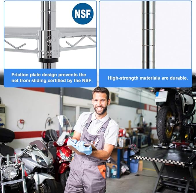 BestOffice 14''Wx36''Dx72''H NSF Wire Shelf Metal 5 Shelf Wire Shelving Unit Storage Shelves Heavy Duty Height Adjustable Utility Commercial Grade Steel Layer Shelf Rack Organizer,Chrome-NeatNest