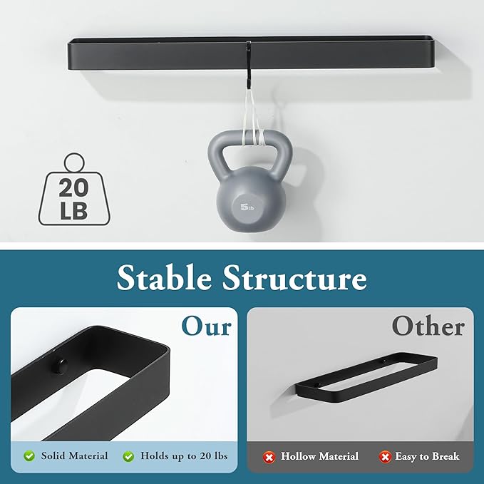 Bathroom Towel Bar, SUS304 Stainless Steel Towel Racks for Bathroom Wall Mounted, Heavy Duty Towel Holder Kitchen Bathroom Accessories Modern Home Decor (16 Inch)